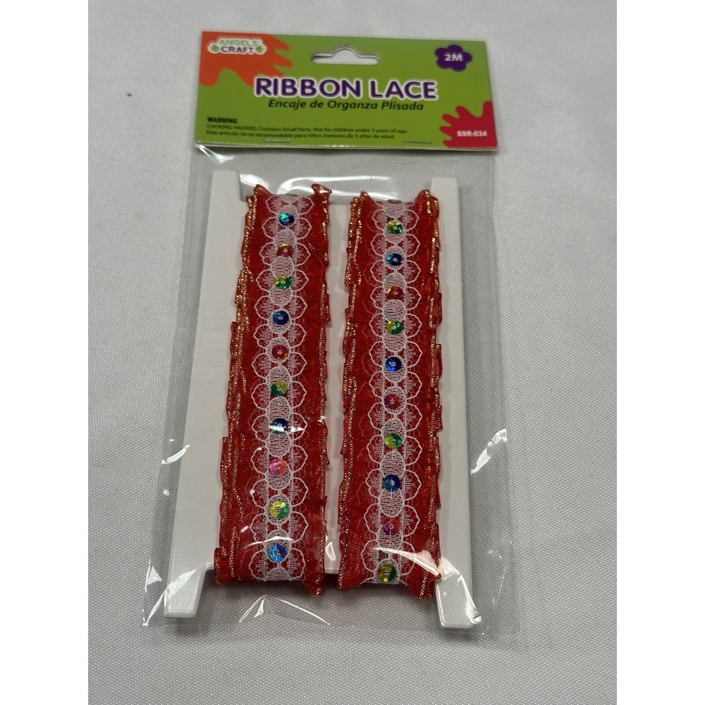 angels crafts ribbon lace 2 m RED